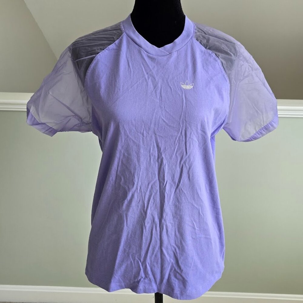 Adidas Fakten See Through Short Sleeves Athletic Top Purple Lilac Sz Small